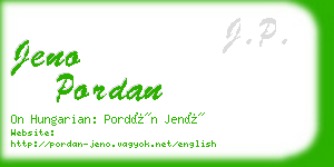 jeno pordan business card